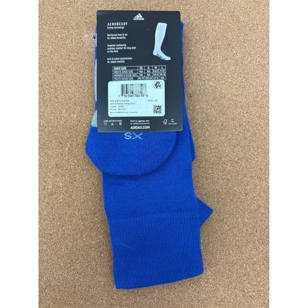Adidas Utility Sock Multi Sport Over The Calf Socks‎ Blue AEROREADY Size XS